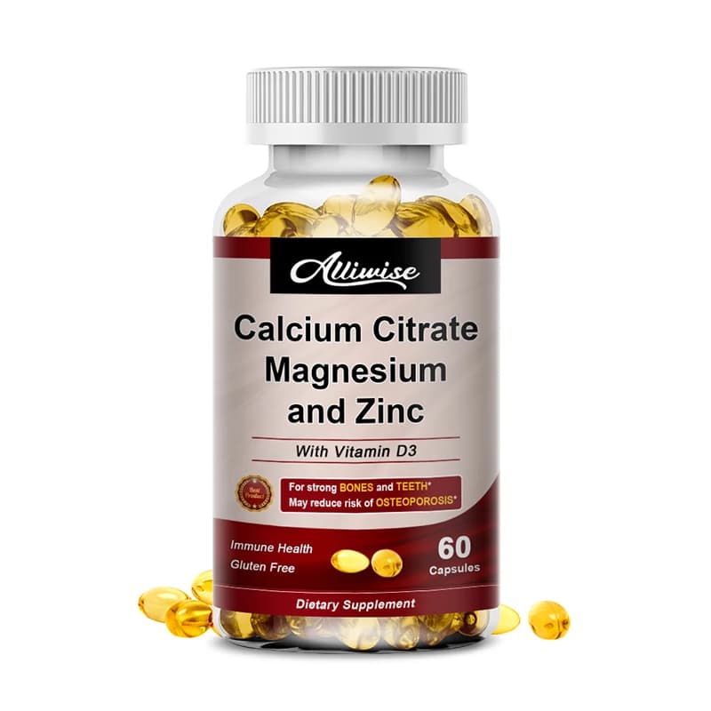 Alliwise 3X calcium magnesium zinc capsule vitamin D3 for bone strong teeth nerve heart increase immune function supplement