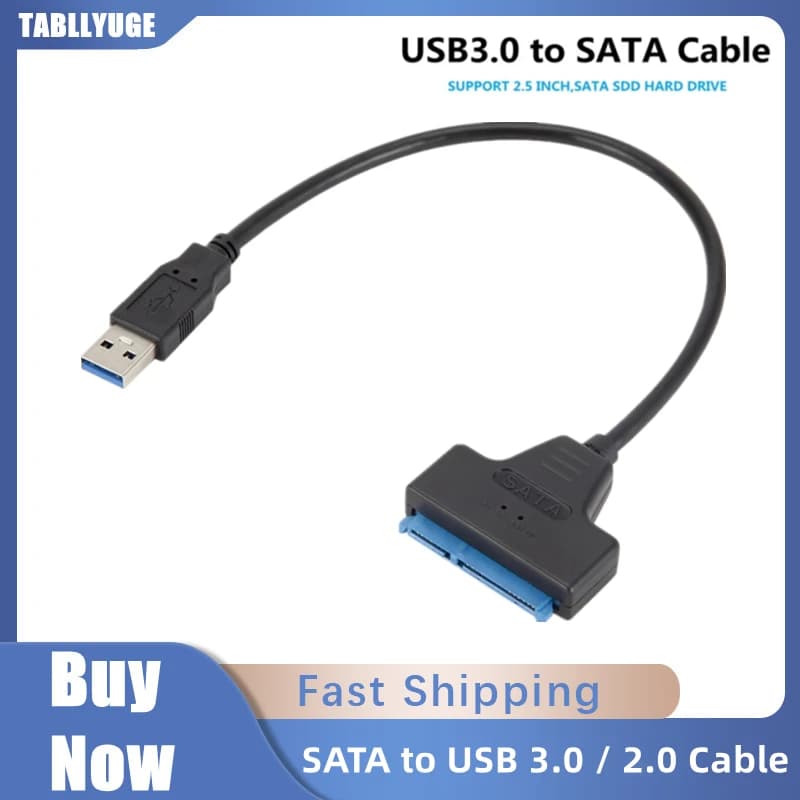 Cavo SATA a USB 3.0 / 2.0 Adattatore da USB a SATA Fino a 6 Gbps Supporto HDD esterno SSD da 2,5 pollici Cavo SATA III a 22 pin