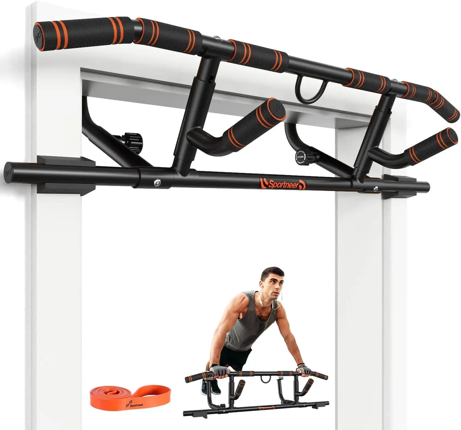 Traction bar for door with folding handle, traction bar for door Frame for door Trainer for upper body multi-handle, 440 pounds, indoor fitness