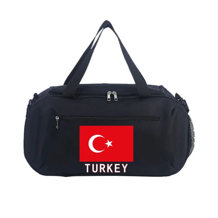 Borsone sportivo per fitness con pacchetto di scarpe Borsa da palestra per yoga Borsa asciutto e bagnato per escursioni all'aperto Borsa da arrampicata per campeggio Borsa stampata con bandiera TURCHIA