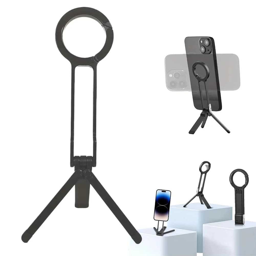 Supporto Magnetico in Plastica per Telefono con Moschettone, Treppiede Portatile da Scrivania e Maniglia per Selfie per iPhone 17 Pro Max 16 15