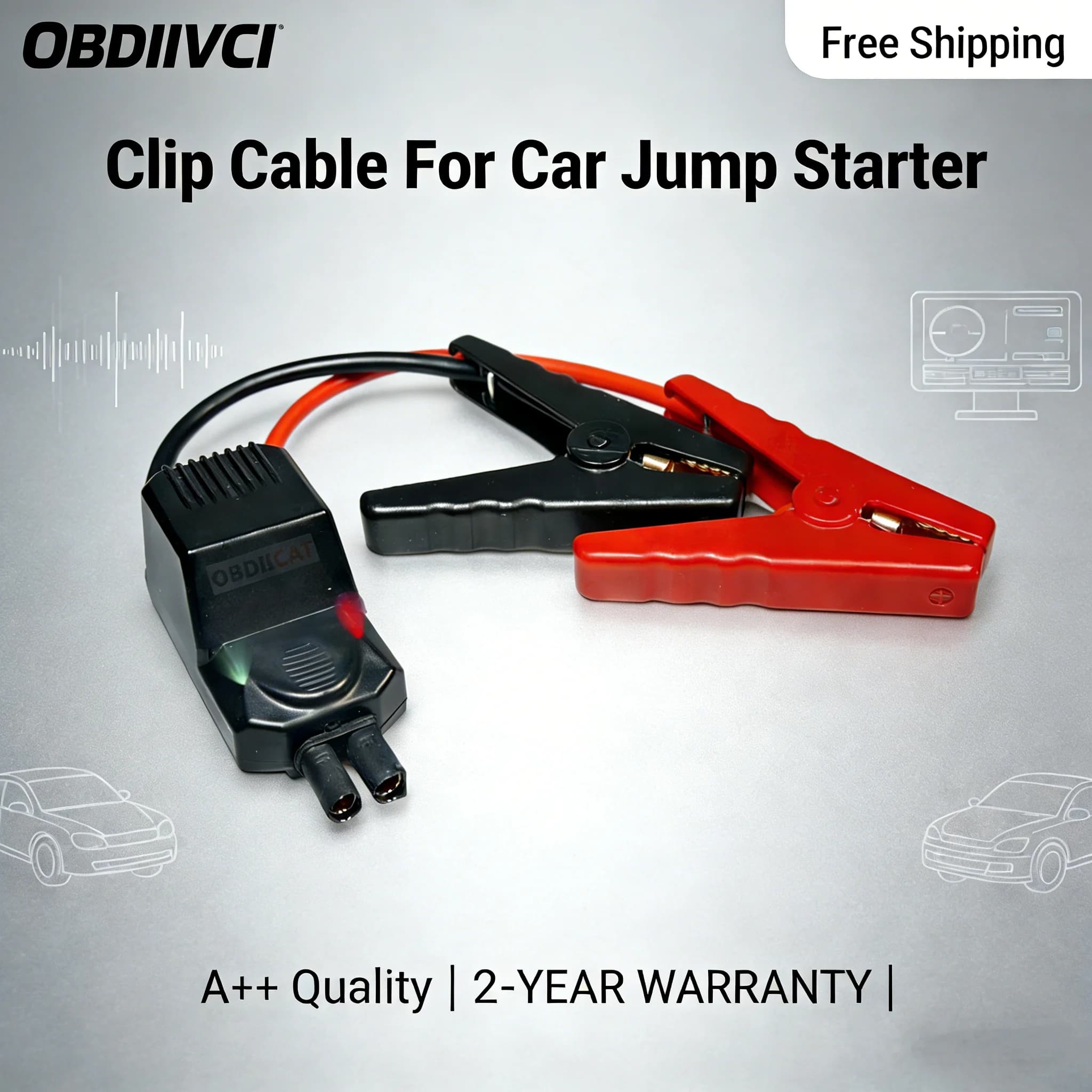 OBDIICAT A + Clip per cavo di avviamento di emergenza Morsetto intelligente Cavo booster Clip per batteria intelligente per avviamento di emergenza 12V