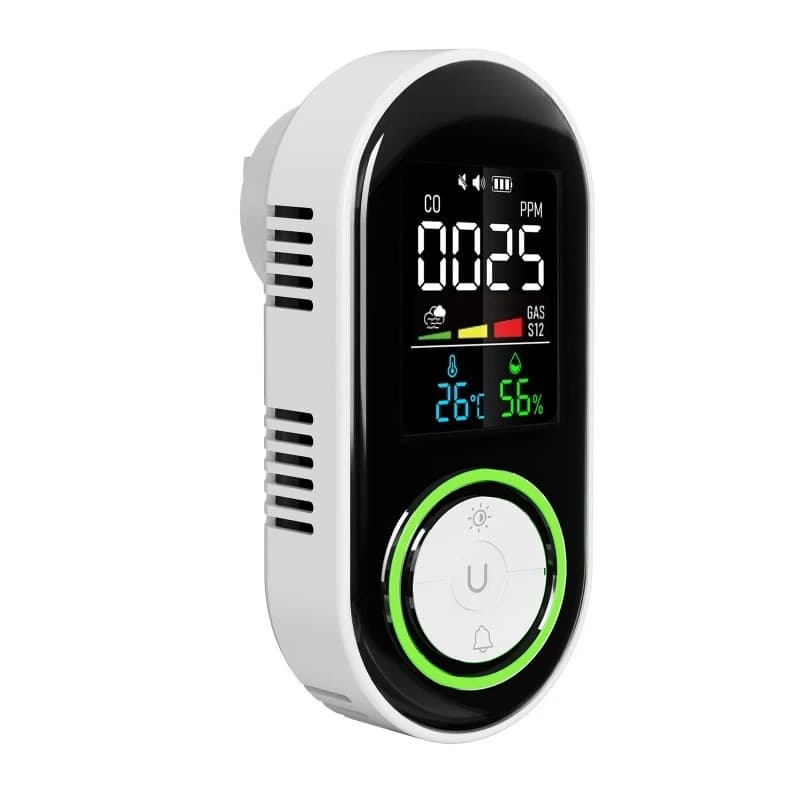 CO Smoke Gas Sensor Kitchen Garage Carbon Monoxide Temperature and Humidity Detector Monitoring Alarm