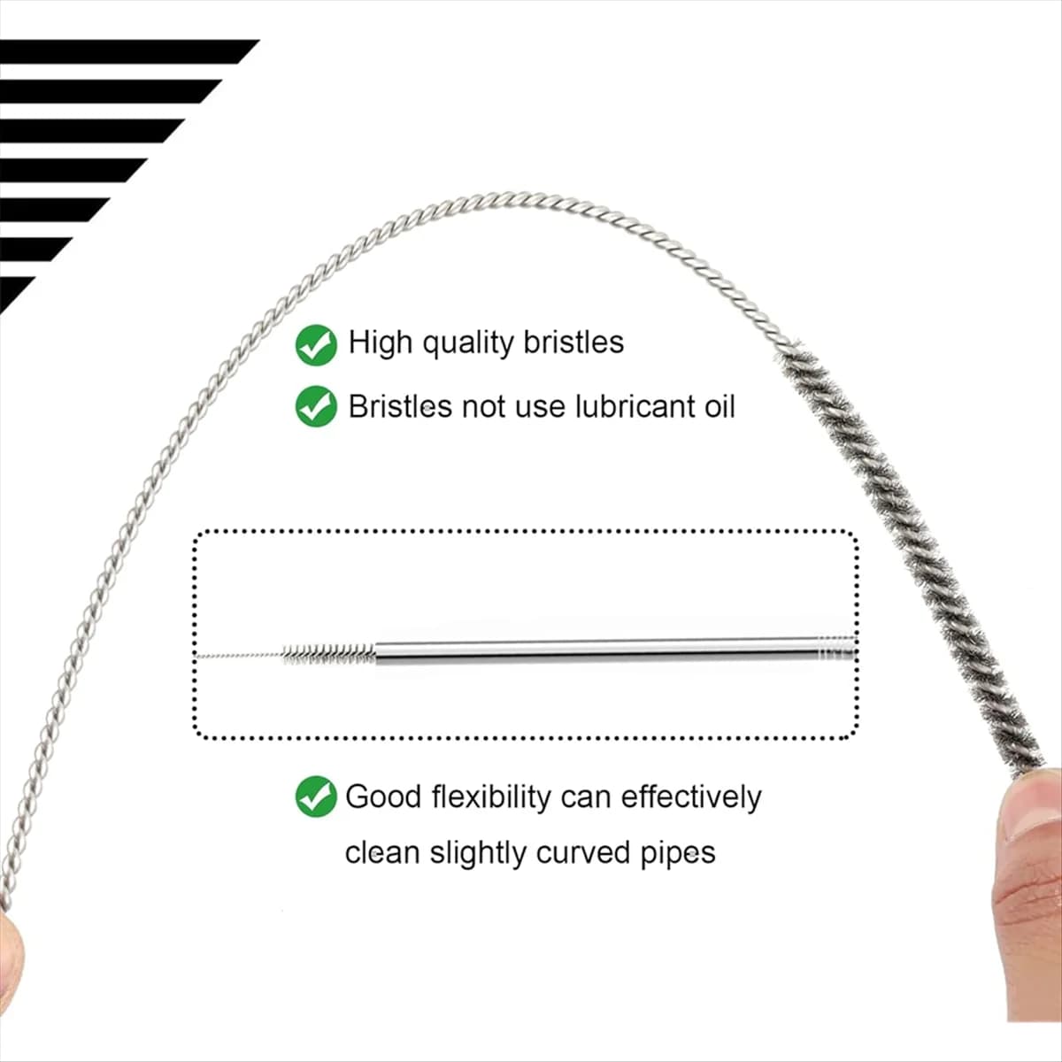 AA25 14 piece stainless steel brass wire pipe brush set, 12 inch long wire brushes for tube cleaning set, pipe bottle brush kit