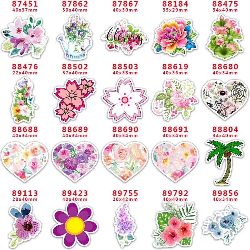 Forniture artigianali fai da te accessori per cucire stampo per resine planari stampate con fiori di cartone animato 10 pezzi. PR-87451