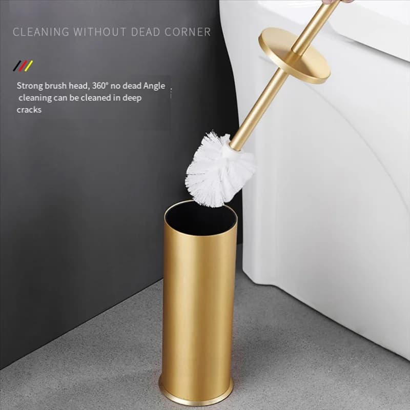 ABMR-Set scopino e supporto per WC in alluminio Spazzola per pulizia bagno per uso domestico per parti per la pulizia del pavimento del bagno Accessori Oro