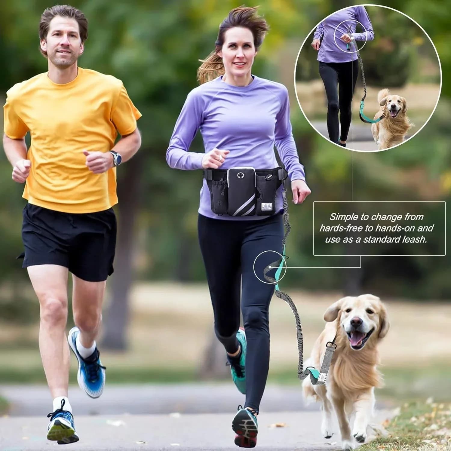 Marsupio Adjustable to Free Hands with Retractable Guinzaglio, Dogs Training Bag, Reflective Wheels for Running, Walks and Excursions