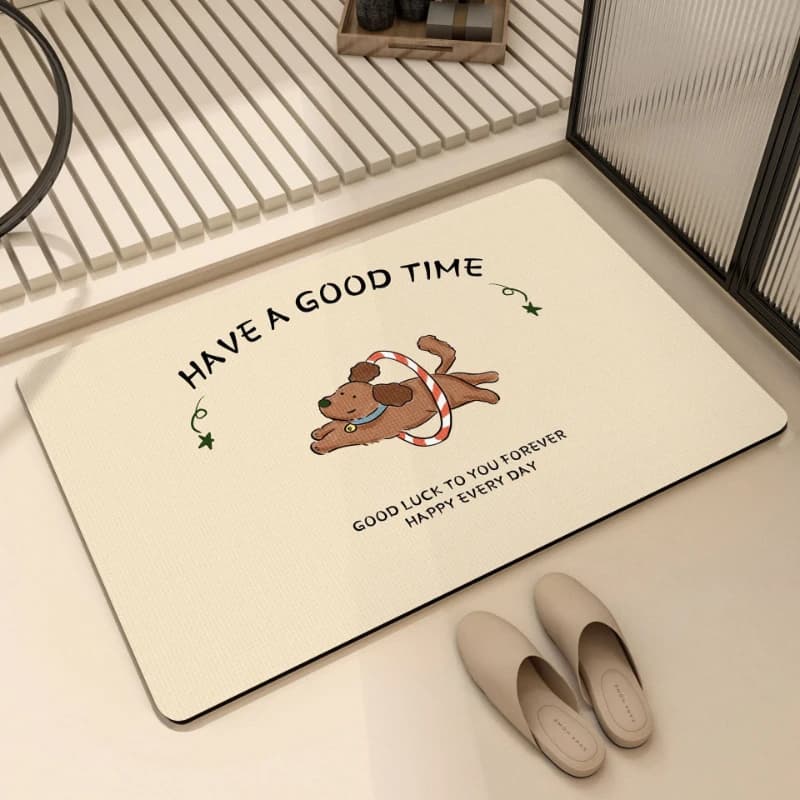 VIKAMA Tappetino da bagno con simpatico cane dei cartoni animati, tappeto da bagno super assorbente, antiscivolo, ad asciugatura rapida, tappetino morbido e lavabile per la decorazione della casa