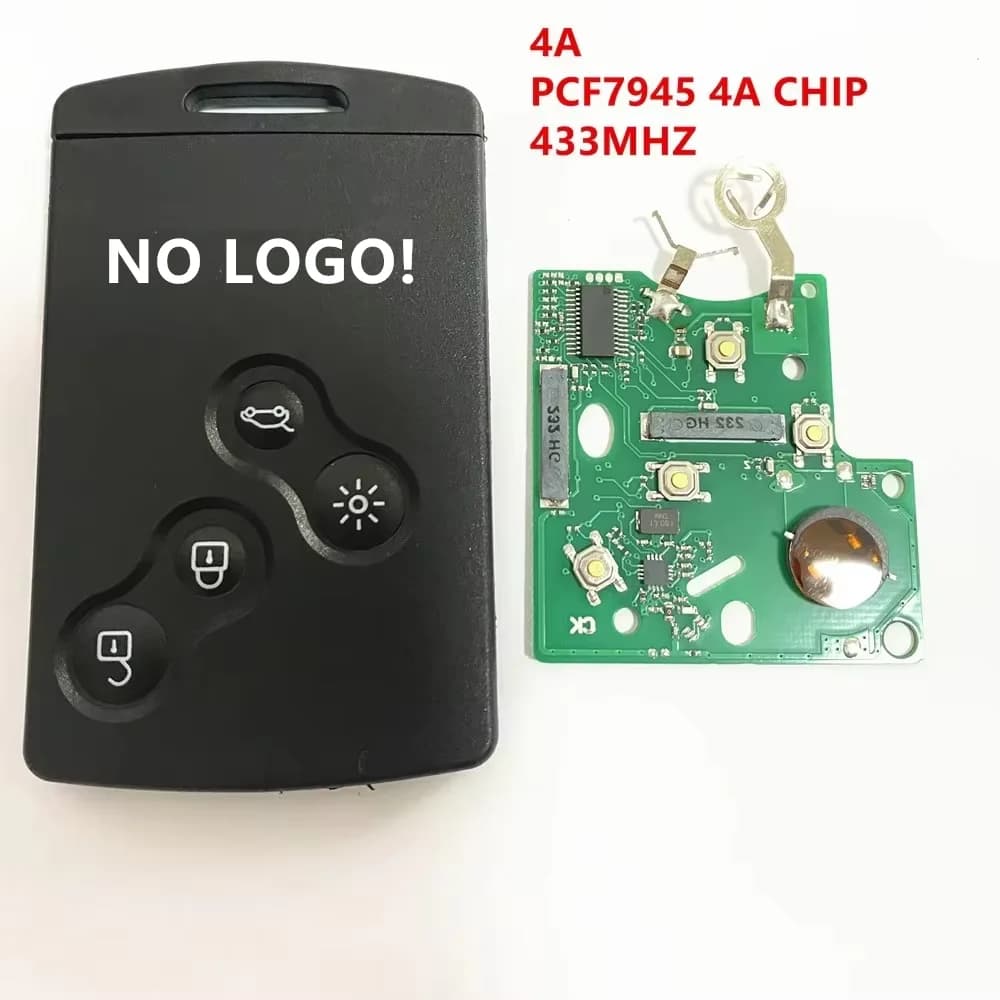 NESSUN LOGO! Chiave intelligente senza chiave per scheda chiave remota a 4 pulsanti 433 mhz 4A PCF7945/PCF7953 chip per Renault Clio 4 Chiave captur Dopo il 2013