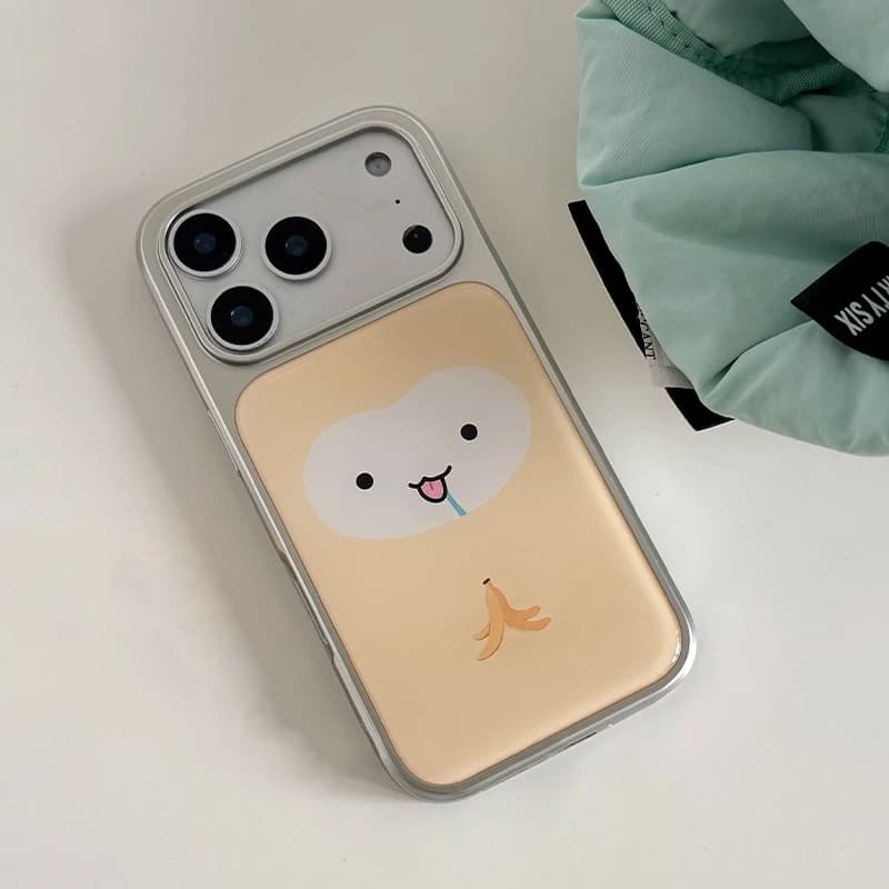 Custodia per telefono coreana con simpatico design di scimmia e banana, galvanizzata e con colla a goccia, per iPhone 17 Air 16 Pro Max 15 14 Plus 13 12 11 Cover posteriore
