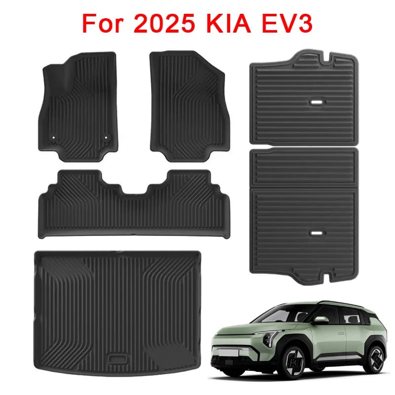 Tappetini per auto in TPE impermeabili per KIA EV3 2025, rivestimenti per pavimento, tappetino per bagagliaio, protezione schienale, neri, guida a sinistra
