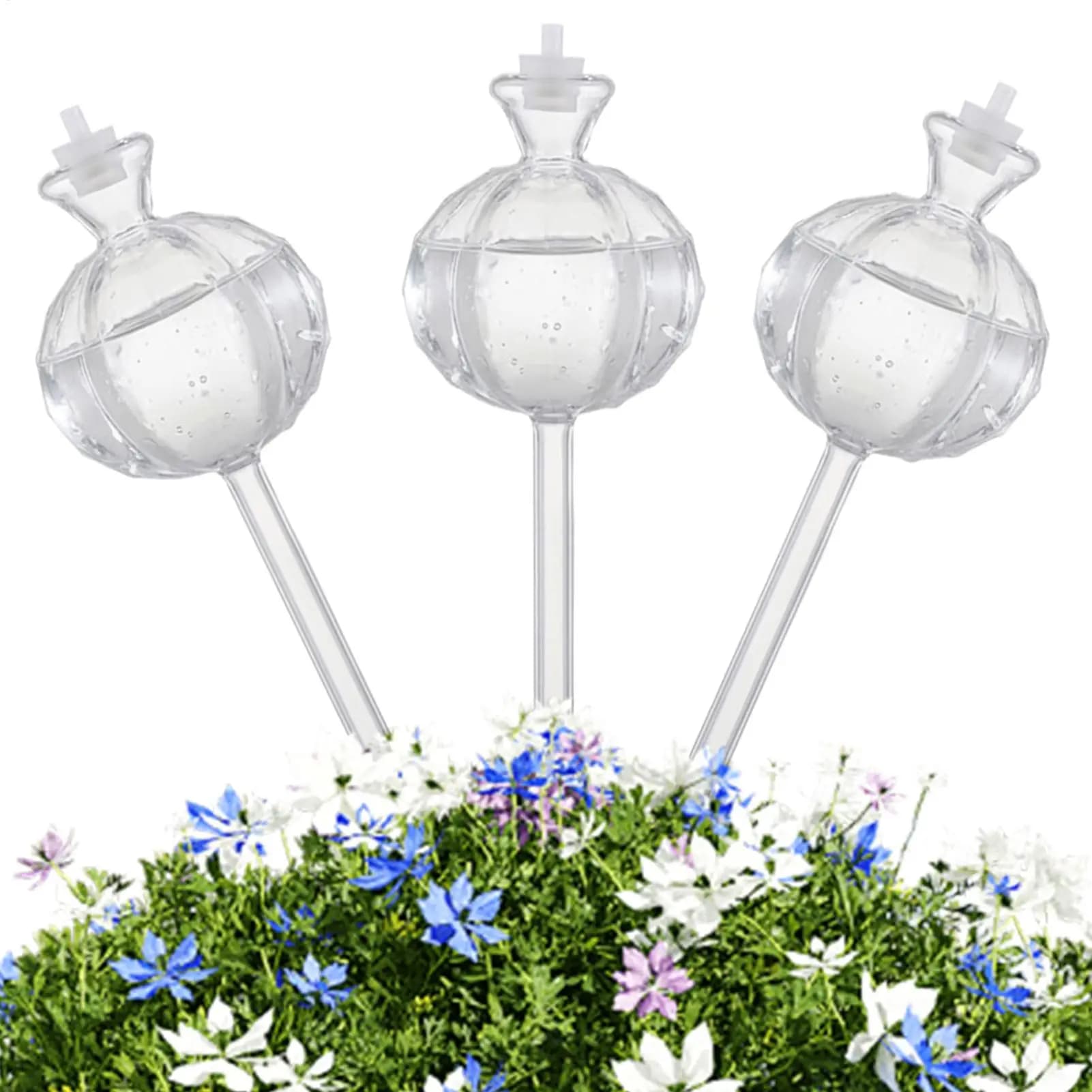 Plant Watering Globes Stakes 3 Pieces Drip Irrigation Slow-Release Waterer Automatic Plant Pot Watering Stakes For Flowers