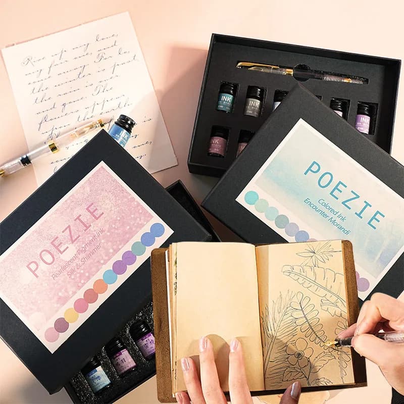 12-Color Pastel Ink Gift Set Morandi Dye-Based Fountain Pen Ink Non-Carbon Calligraphy Art Supplies Eco-Friendly