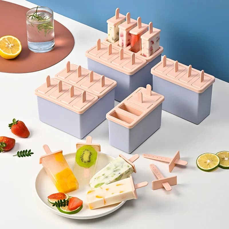 Kit di stampi per gelato in silicone per uso alimentare con coperchio - Macchina per ghiaccioli riutilizzabile senza BPA per dolcetti ghiacciati fatti in casa, sorbetti e yogurt