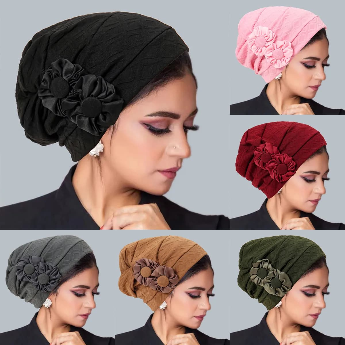 New Muslim Fashion Donna Hijab Fiore Islamico Hijab Chemio Cappello Berretti Hiar Perdita Cancro Chemio Cap Donna Bandana Copricapo