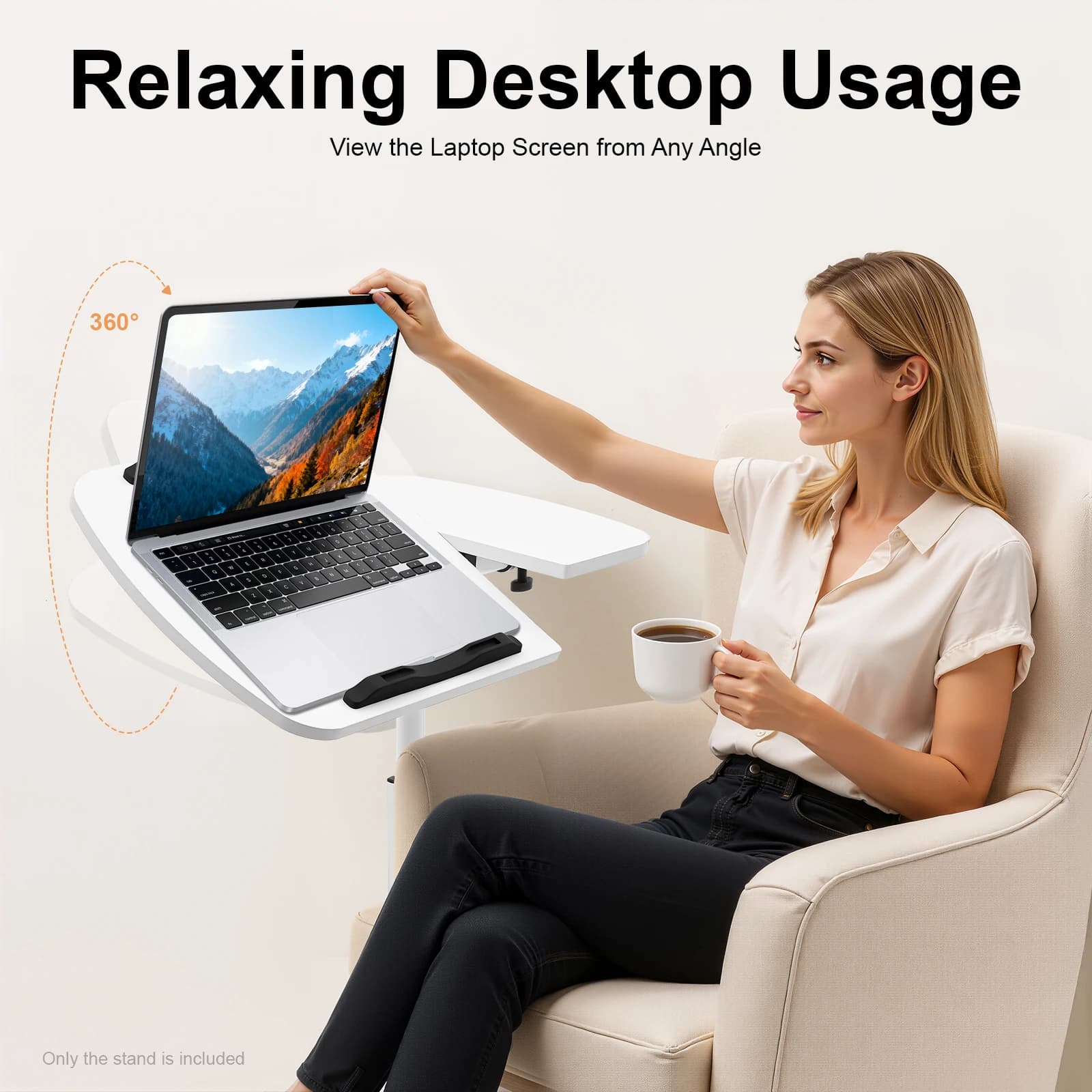 Scrivania per laptop regolabile multifunzionale, supporto a forma di C con piano inclinabile pieghevole e slot per telefono, per divano letto Home Office