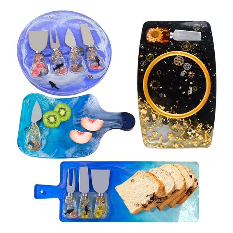 DM379 Manico per coltello e forchetta Stampo in resina Scatola portaoggetti per stoviglie Vassoio Stampi in silicone per realizzare tagliere