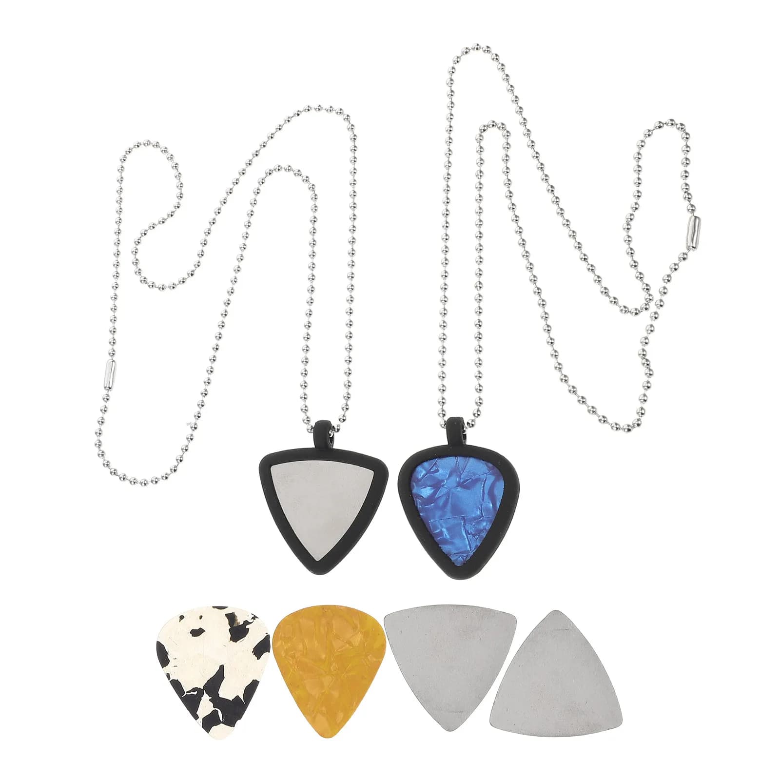 1Set Silicone Guitar Pick Holder Necklace Dual Sided Design Handsfree Storage for Electric Acoustic Ukulele Guitarists