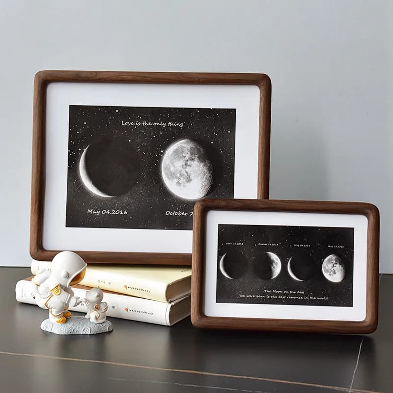 Frame for photo in solid black walnut wood: elegant design at corner Dado. Elegant table frame and home decorations