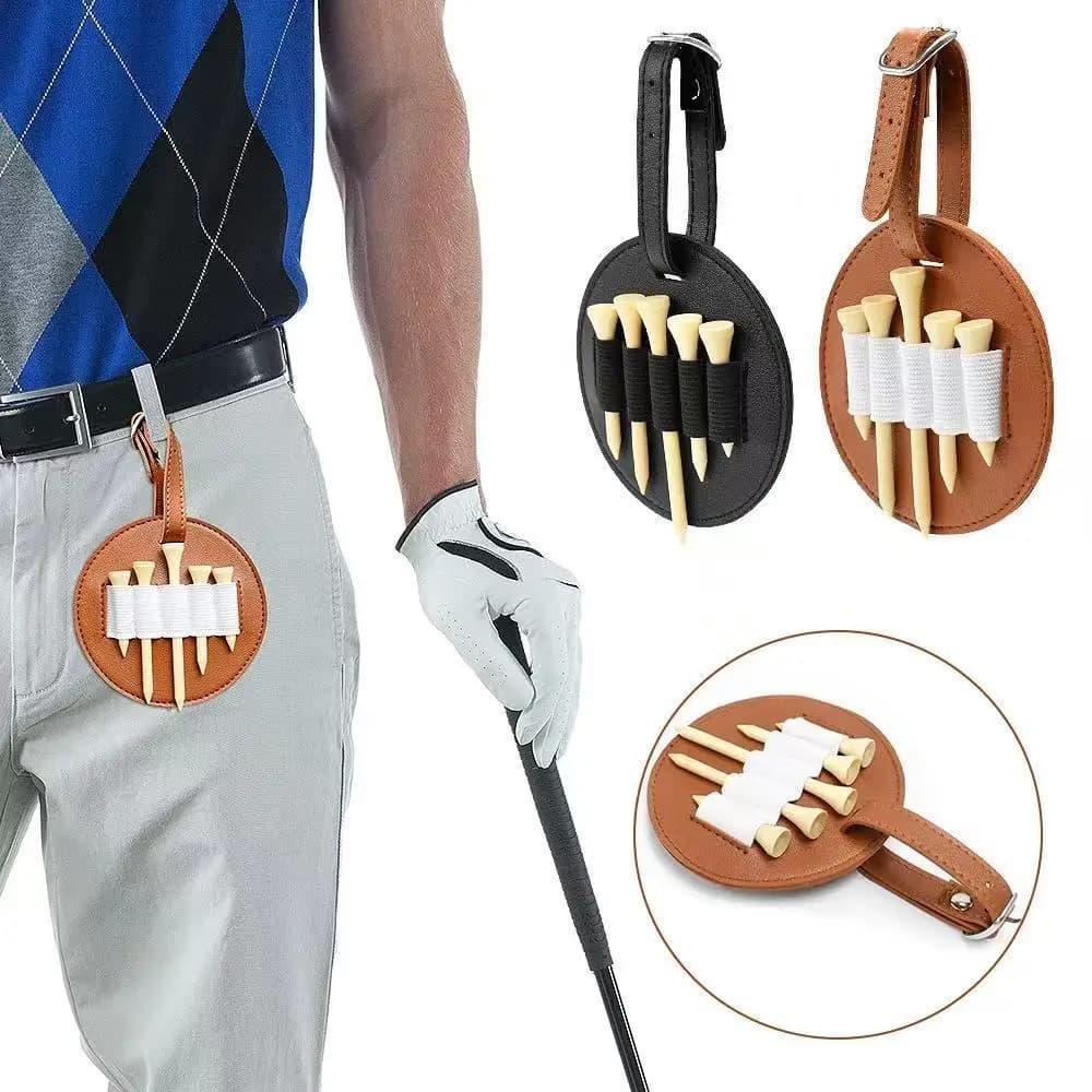 Golf Ball Peg Storage Leather Case, Portable Golf Peg Protector, Golf Course Accessories