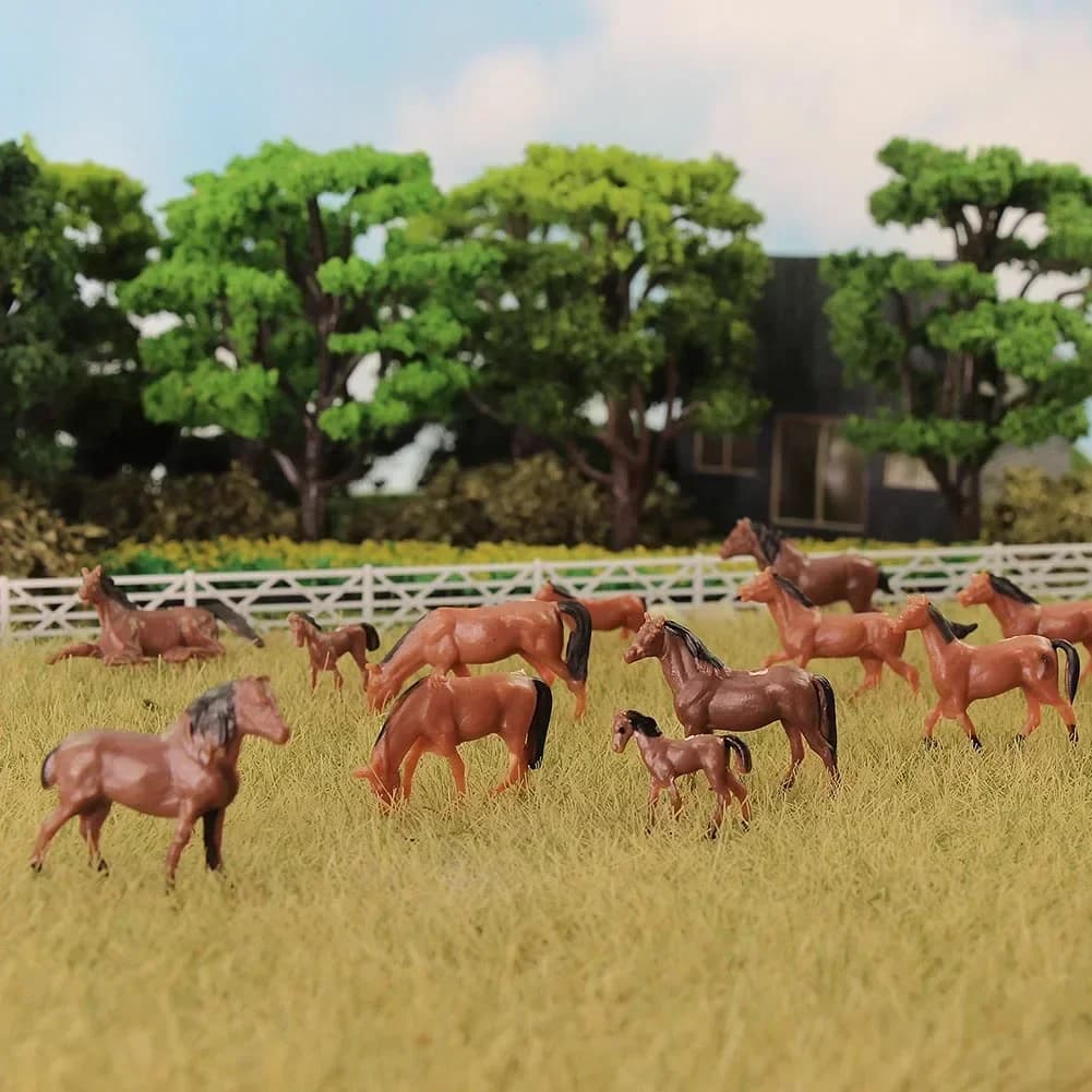10 PZ 1:87 Scala HO Animali da fattoria in miniatura Cavalli dipinti Modello Fai da te Diorama Fare giocattoli educativi Collezione regalo di compleanno