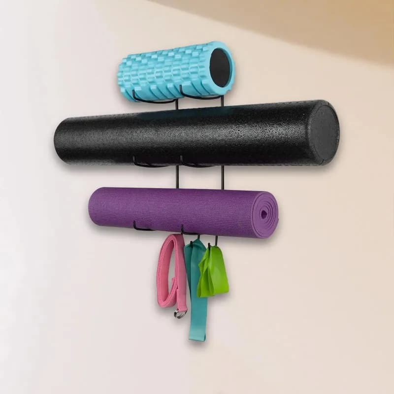 Yoga Mat Holder Wall Mount Yoga Mat Storage Rack for Foam Roller Equipment