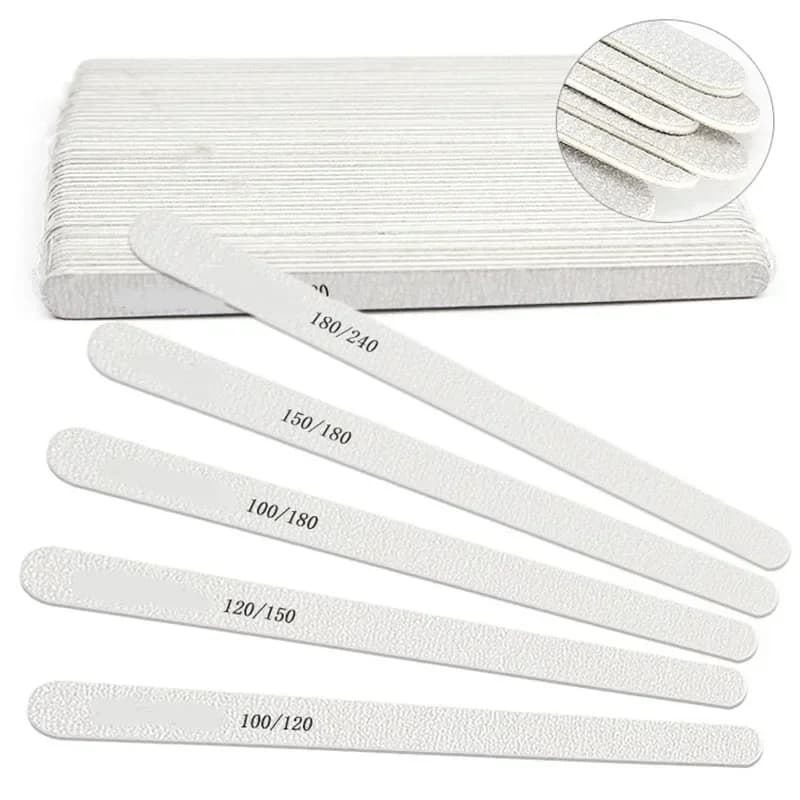 50 pz/confezione Lima Professionale per Manicure, Carta Abrasiva Grigia a Goccia per Nail Art 100/180 180/240, Blocco Buffer per Unghie Naturali
