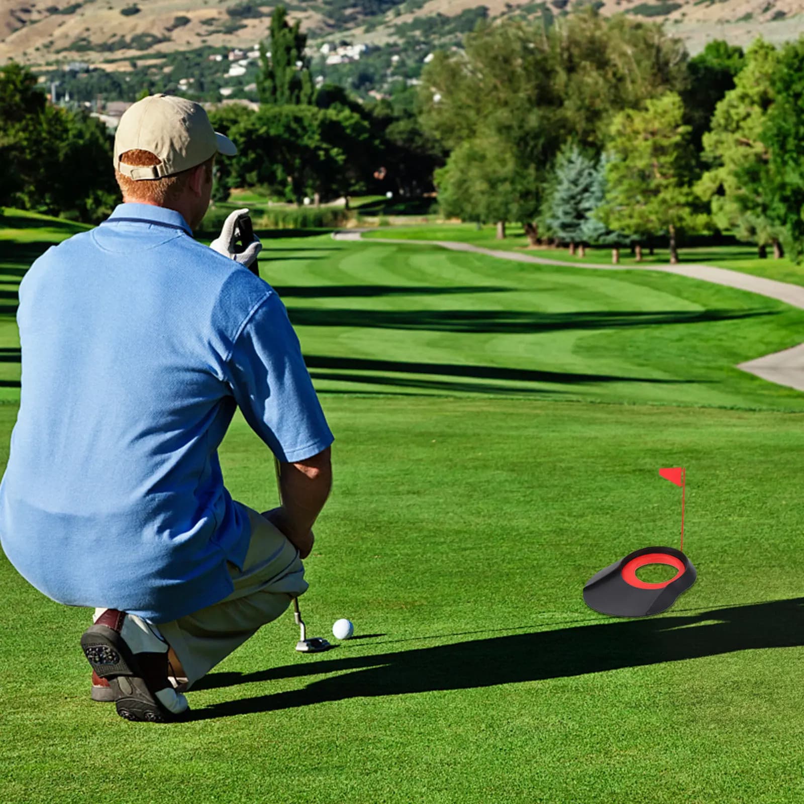 1 Pezzo Coppa da Golf per Allenamento Putting, Dispositivo Portatile in Plastica per l'Allenamento, Trainer con Ritorno Continuo della Palla per Precisione e Consistenza