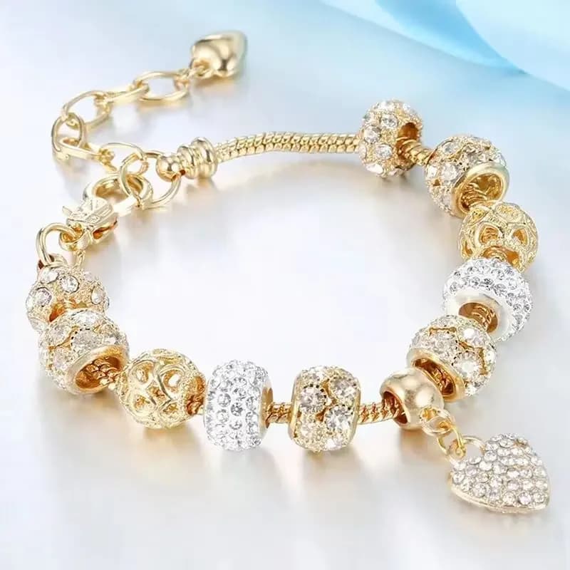 Bracciale da donna con ciondolo a forma di cuore con perline multielemento, elegante gioiello da indossare tutti i giorni, perfetto come regalo per feste e vacanze