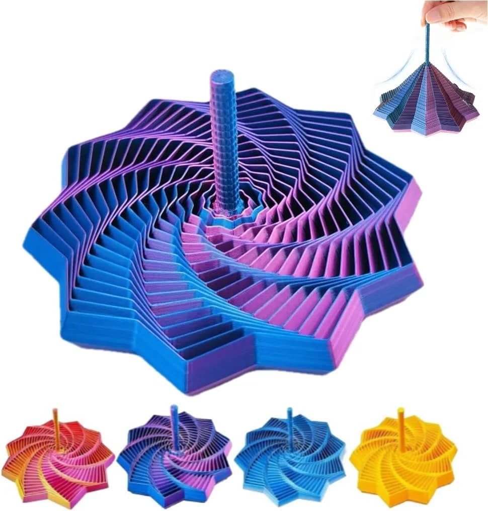 Stella sensoriale espandata stampata in 3D, maniglie facili da impugnare, girandola esagonale a spirale vorticosa per stress (rosso e blu, 4,64 pollici)
