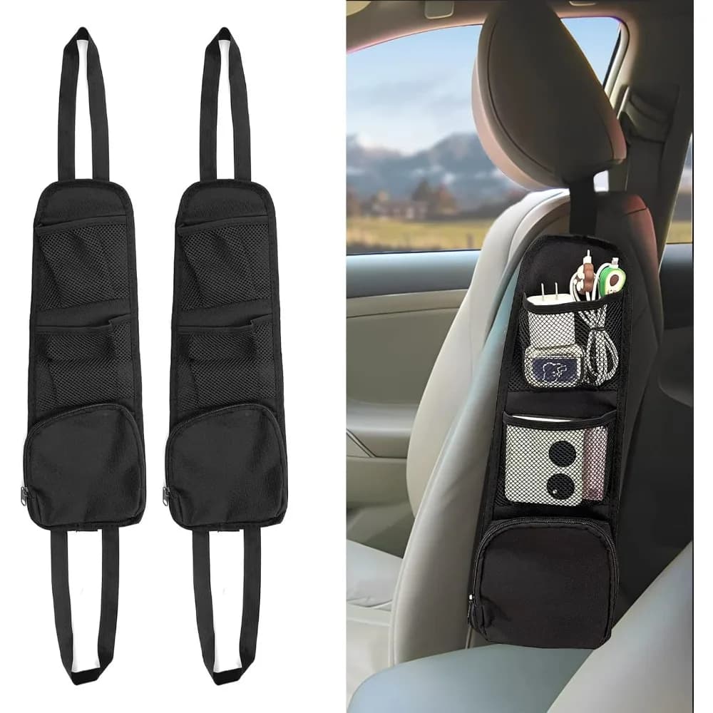 2 Pezzi Organizer per Sedile Auto, Borsa Laterale Multi-Tasca in Rete per Telefono, Portafoglio, Occhiali, Auto, SUV, Camion