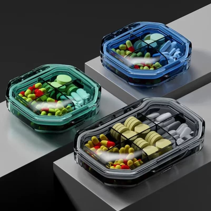 4/6 Grids Portable Pill Cases Organizer Container for Tablets Travel Pill Box with Seal Ring Sealed Organizer Container