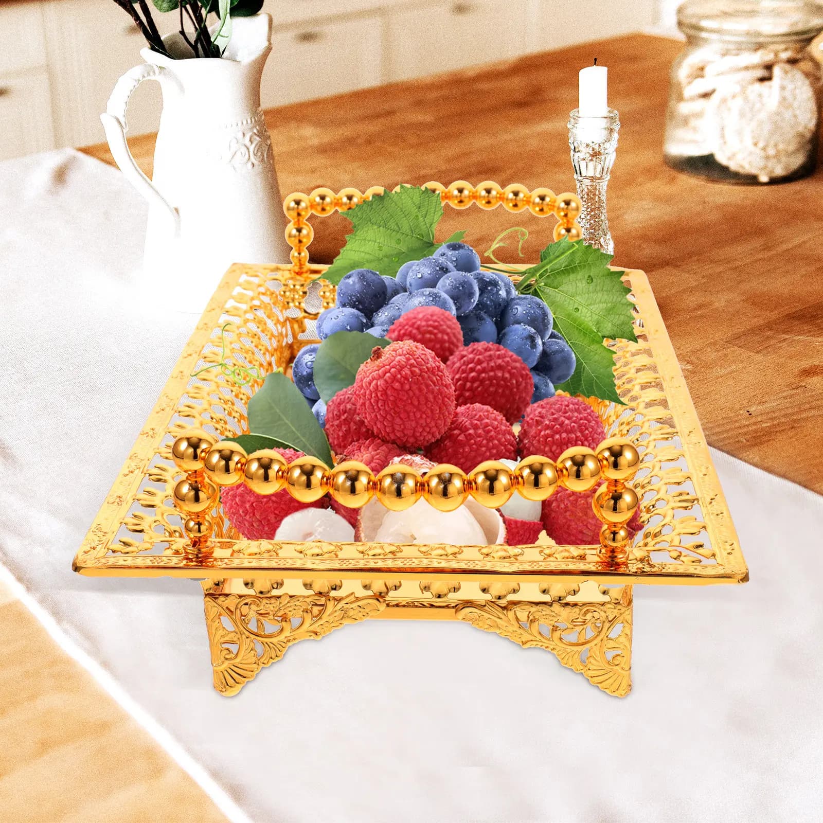 Piatto per Frutta Secca con Manico, Robusto Vassoio in Ferro per Servire Snack, Ideale per Feste, Raduni, Cene Familiari, Contenitore Decorativo per Alimenti