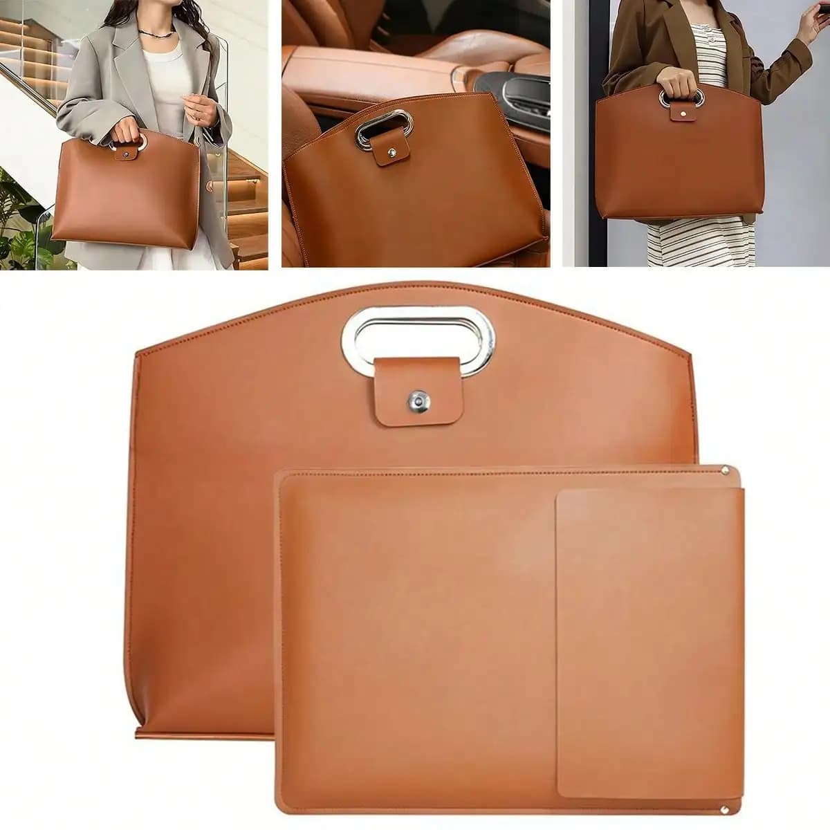 Borsa impermeabile in pelle per laptop da 14-16 pollici per donna, borsa a mano, borsa da lavoro, valigetta per laptop e custodie per iPad