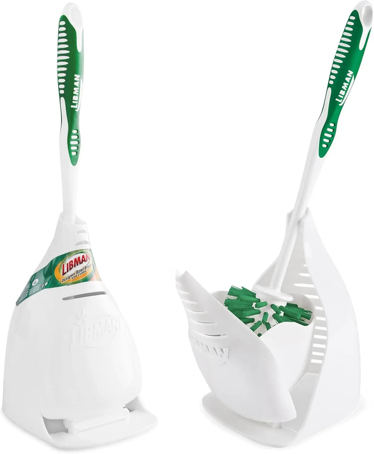 Toilet Brush and Caddy Set 2 Pack with Non-Scratch Bristles and Drying Slits for Bathroom Cleaning