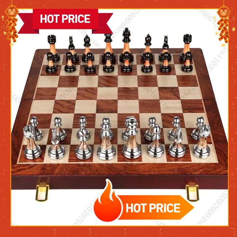High‑end Chess Gift Box Set Retro Ornament Folding Chessboard Collectible Desktop Decoration Board Game Gift Collection