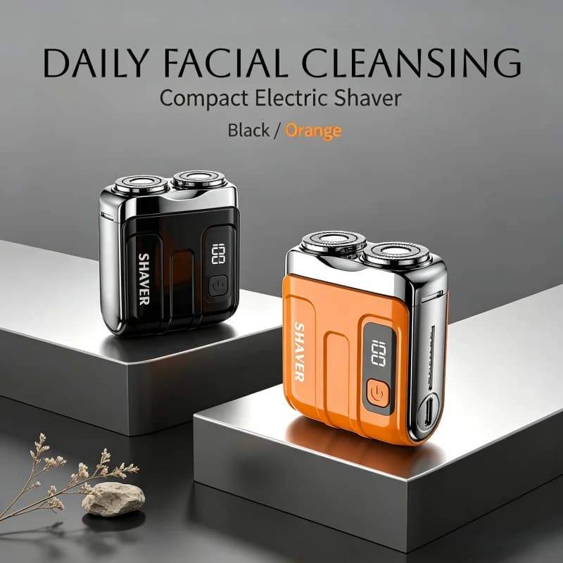 Mini Electric Shaver For Men USB-C Rechargeable Pocket Shaver IPX7 Waterproof LED Display Travel Cordless Facial Beard Trimmer