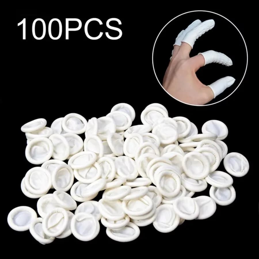 200 Pcs Disposable Finger Cover Natural Rubber Gloves Non-slip Latex Finger Cots Fingertips Protector Gloves Non-toxic Nail Tool