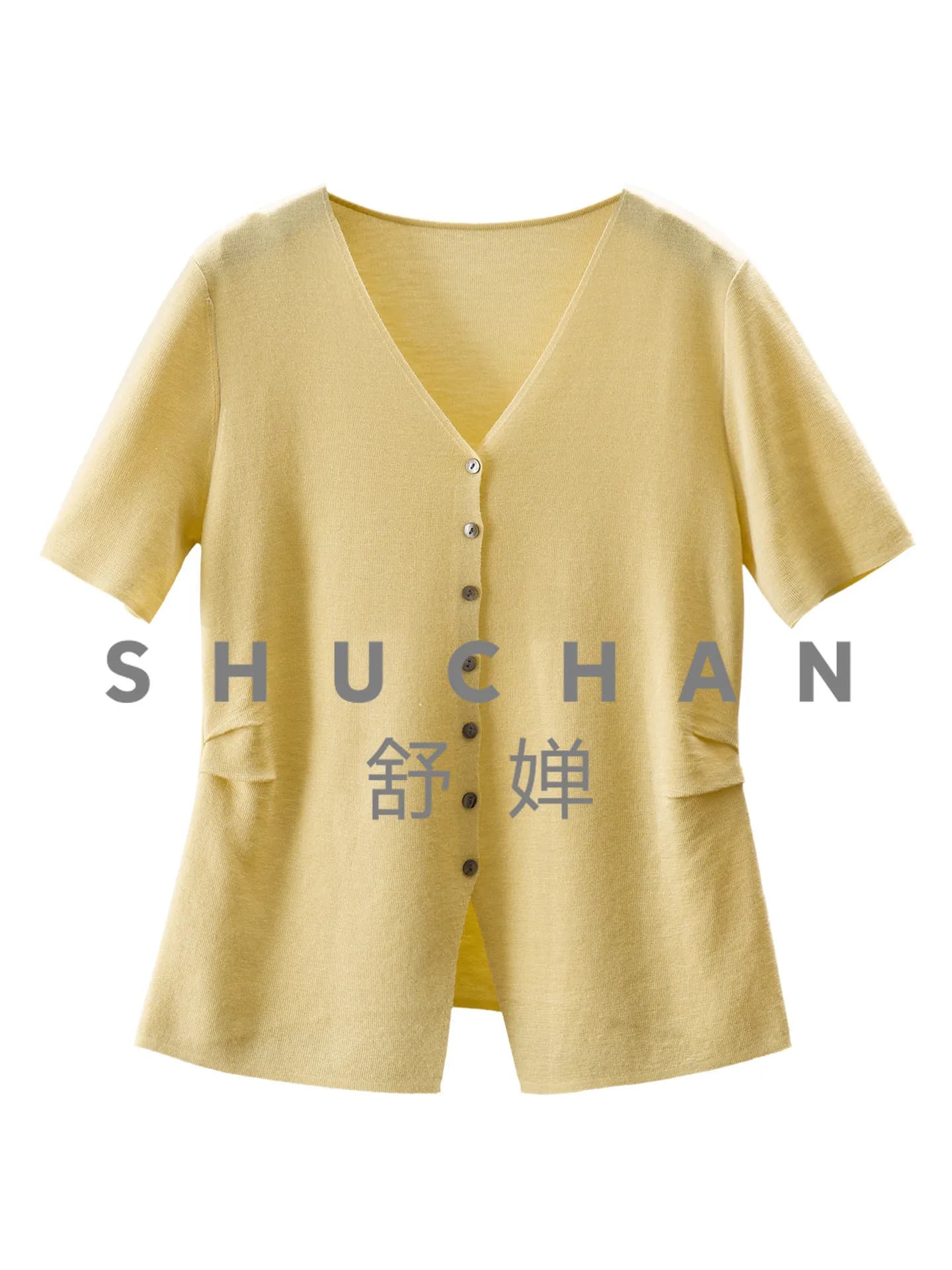 Cardigan in maglia sottile con quattro aghi piatti, in seta e lana, con pieghe a pizzico, scollo a V, 24L2 Casaco Feminino