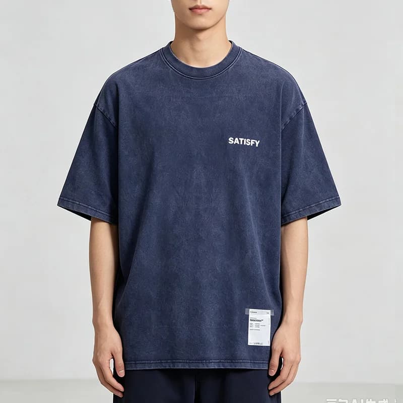 best seller Trendy SATISFY Running Muscle round Neck Distressed Pure Cotton Printed Short Sleeve T-shirt Casual Loose Fit Youth