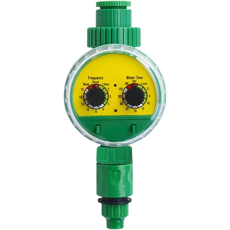 Automatic Green Plastic Garden Irrigation Timer for Exterior with Faucet and Water Pipe