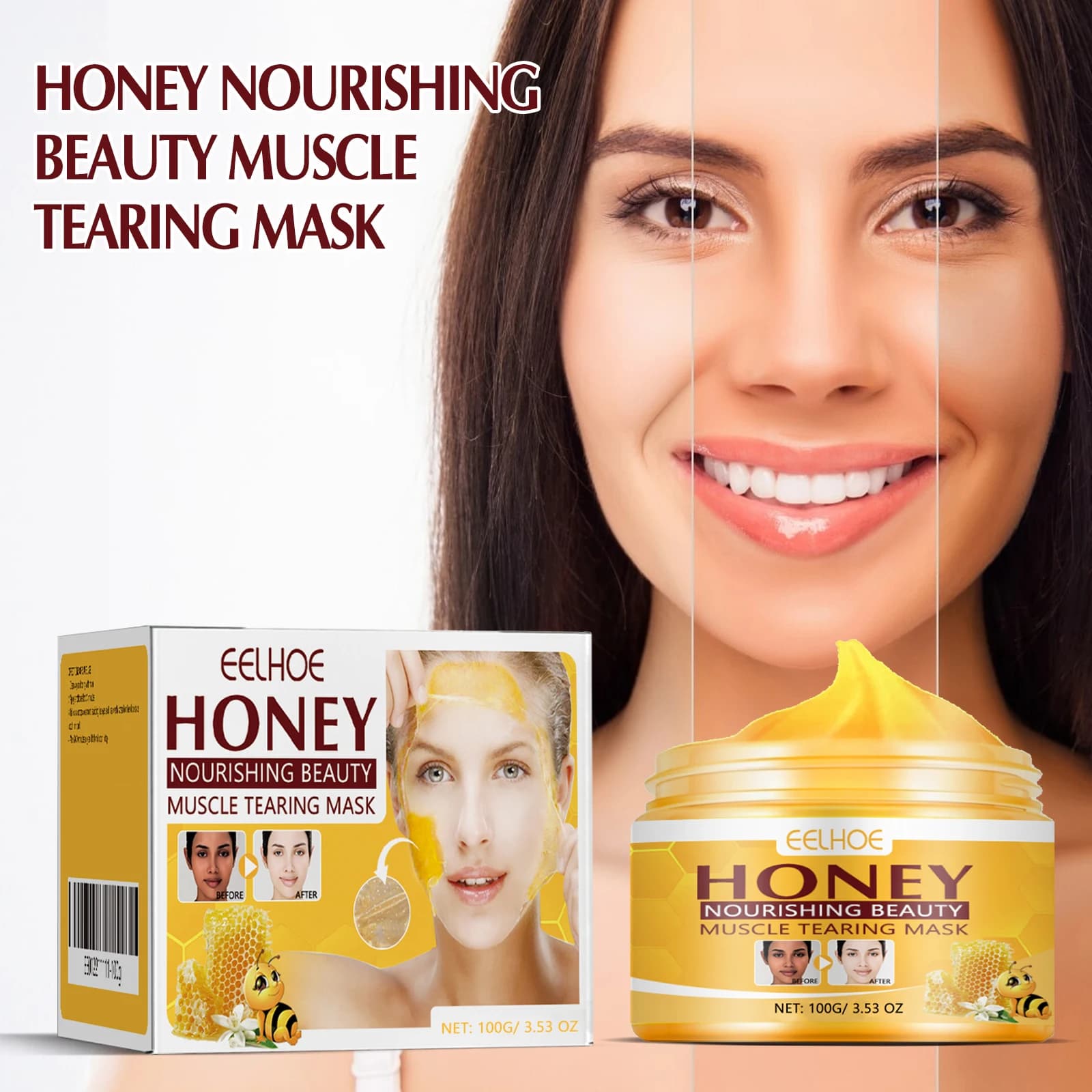 Maschera peel-off avvolta al miele, idratante e nutriente Crema maschera per la cura quotidiana per l'idratazione profonda 100 g Cura del viso delle donne