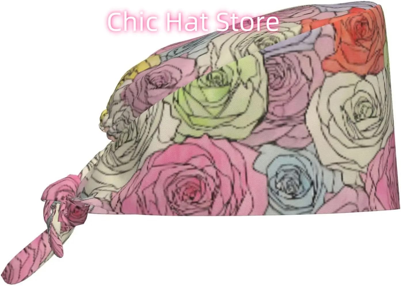 Berretto color rosa, berretti da lavoro per pulizia regolabili leopardati con cappelli traspiranti con fascia antisudore