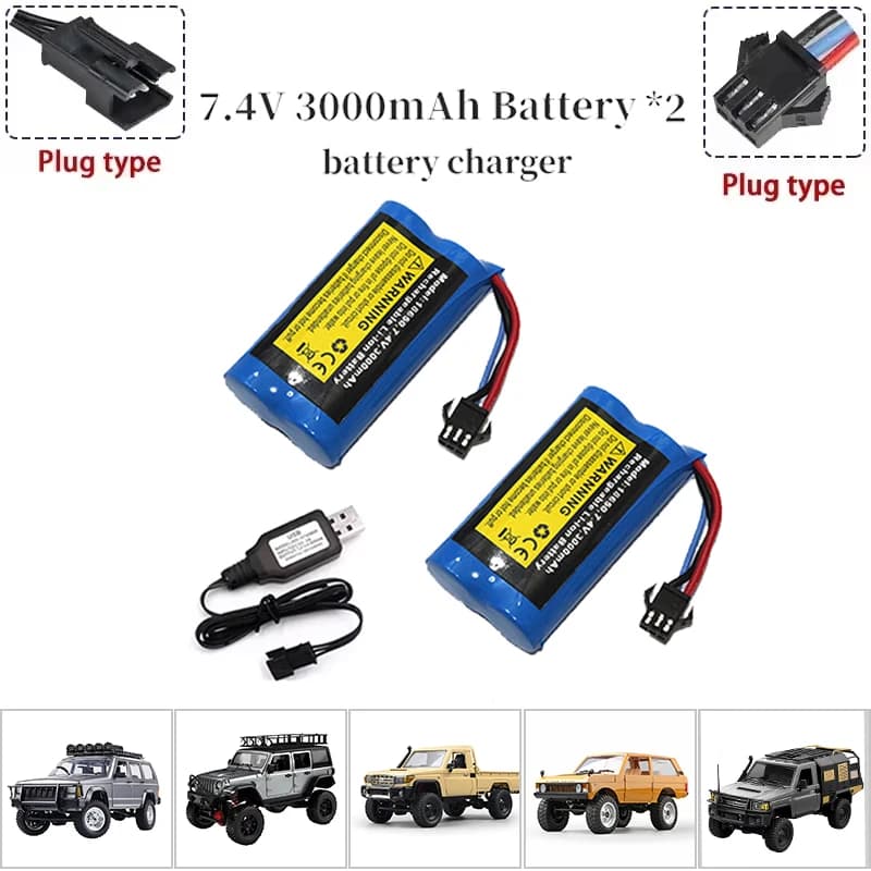 RC Car MN Modello 7.4V 3000mah Caricabatteria Batteria per auto telecomandata applicabile a MN78, MN82, MN98, MN99S, MN128, MN168