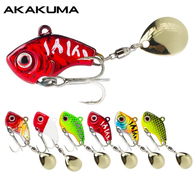 Set di 6 Esche Metalliche Rotanti da 5g/7g/10g/14g/20g, Esche Affondanti con Occhi 3D, Esche Dure per Spinning, Jigging e Crankbait con Paillettes