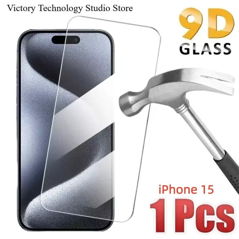 1PCS HD Vetro temperato per iPhone 15 Protezione antigoccia per schermo a copertura totale