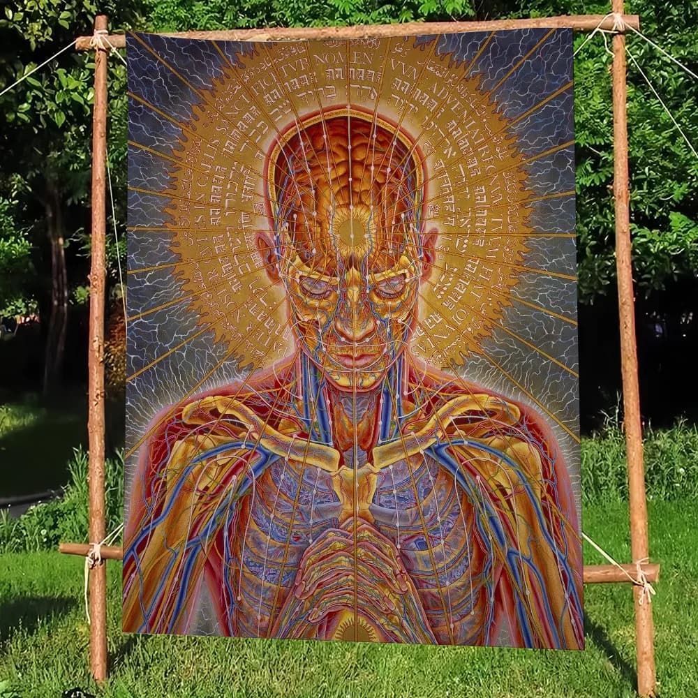 Alex Grey Trippy Psychedelic flag HiP Tapestry Wall Hanging Modern Art Home Outdoor Camping Decoration