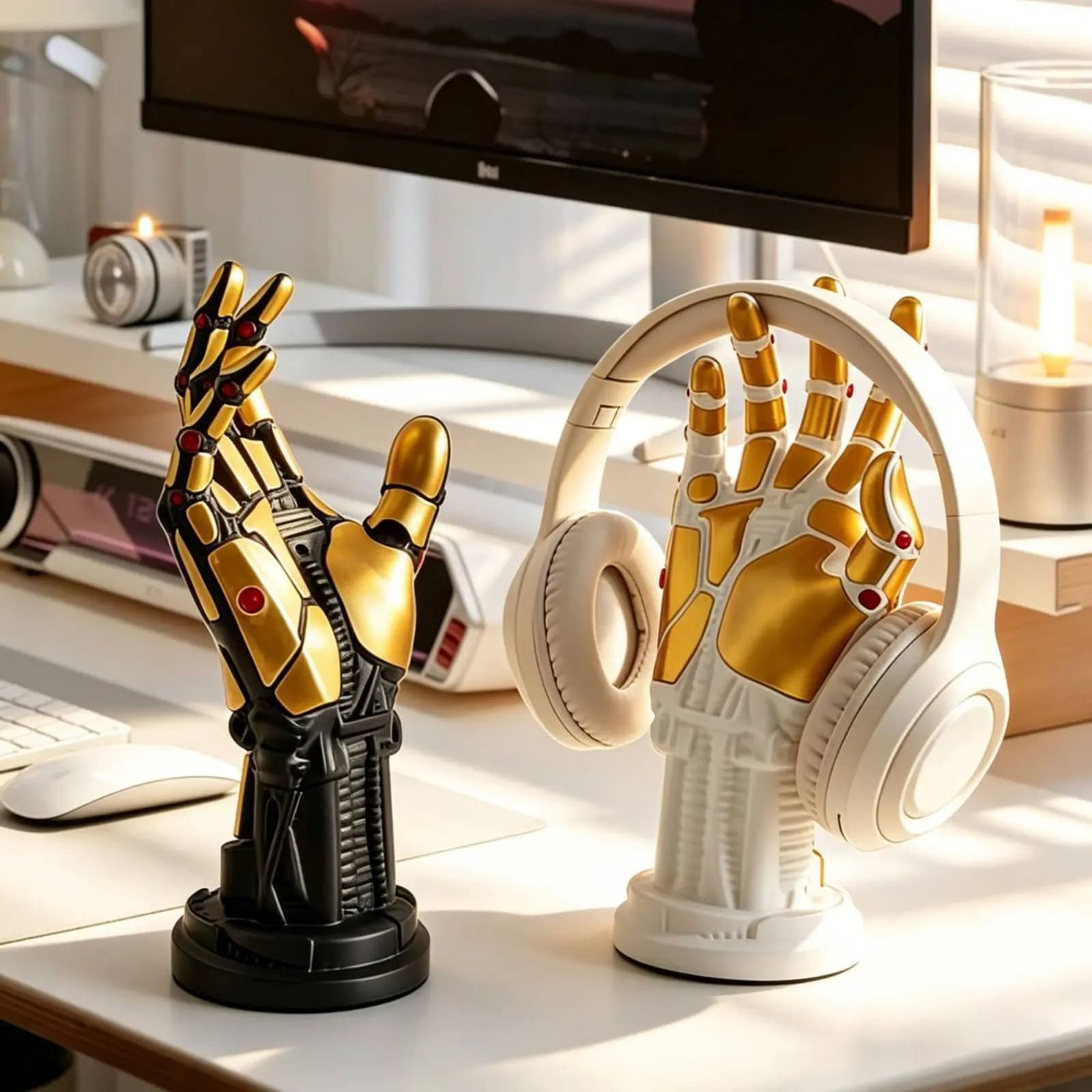 Robotic Hand Headphone Stand Multi-Functional Neon-Noir Controller Holder Mechanical Hand Display Stand Distinctive Stylish