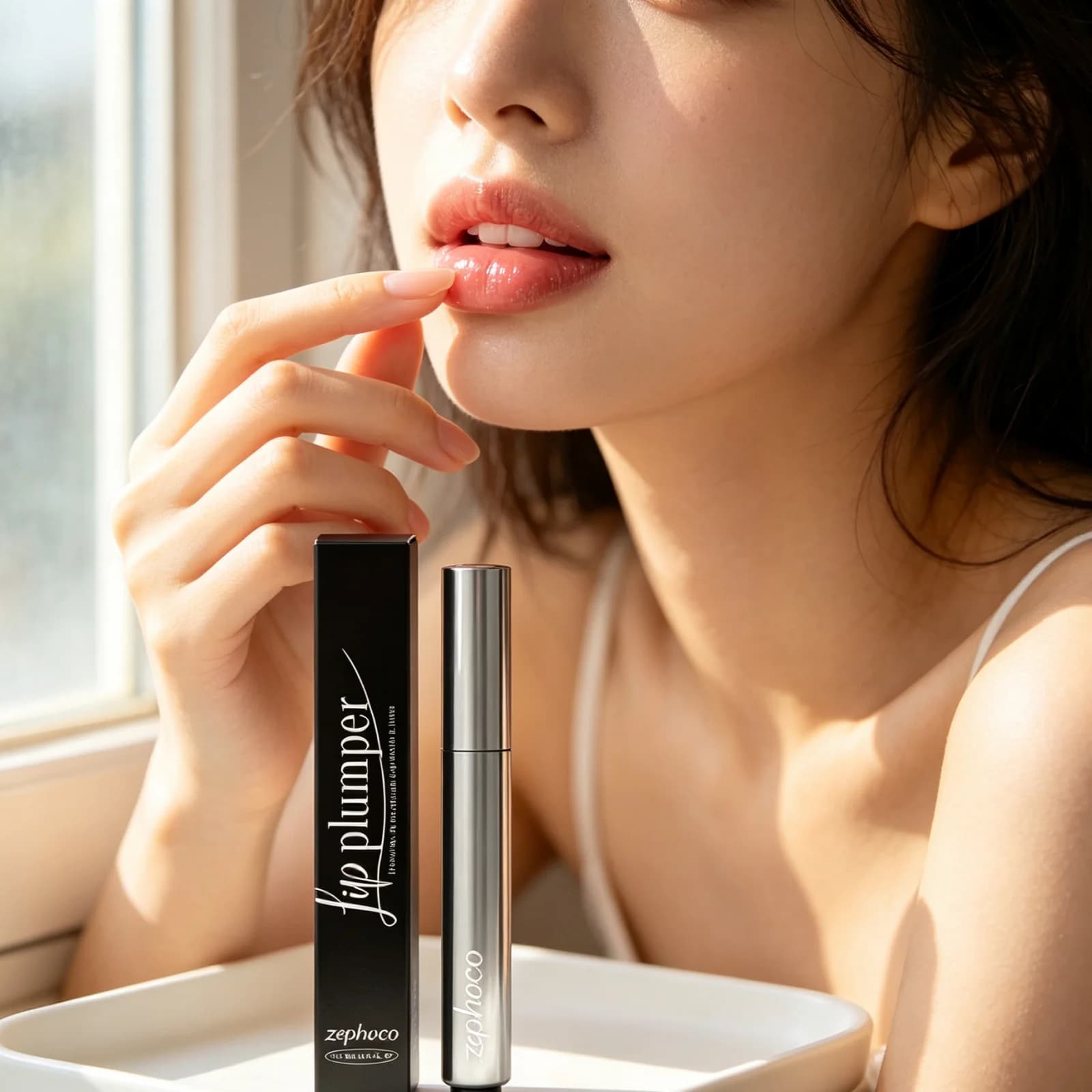 Zephoco Lip Plumping Gloss Long Lasting Dry Lips Improvement Deep Hydration Lip Plumper Lipstick Moisturizing Lip Oil Gloss 3ml