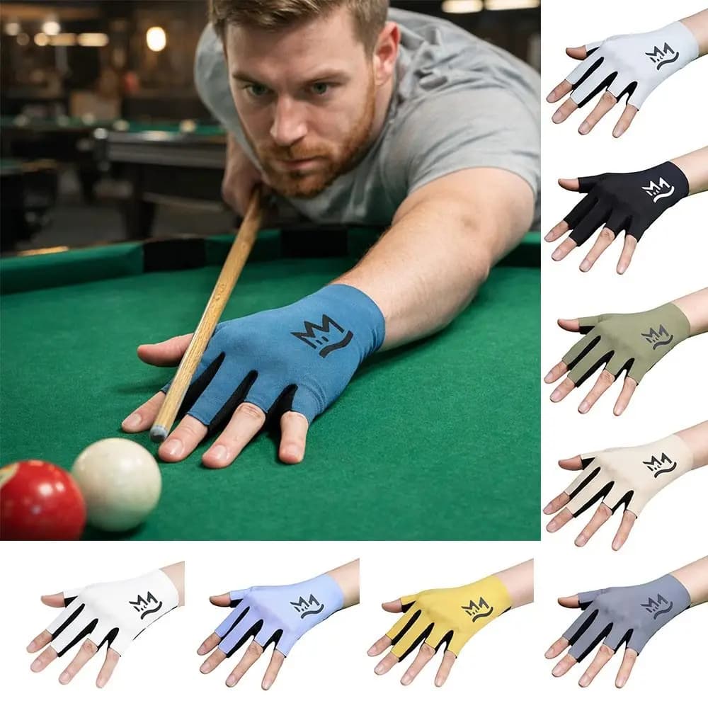 Guanti da Biliardo in Seta Elastica con Dita Scoperte, Antiscivolo, Resistenti all'Usura e Traspiranti per Snooker e Pool